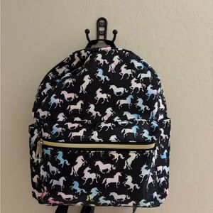 Under One Sky Black Backpack with Multicolor Unicorns